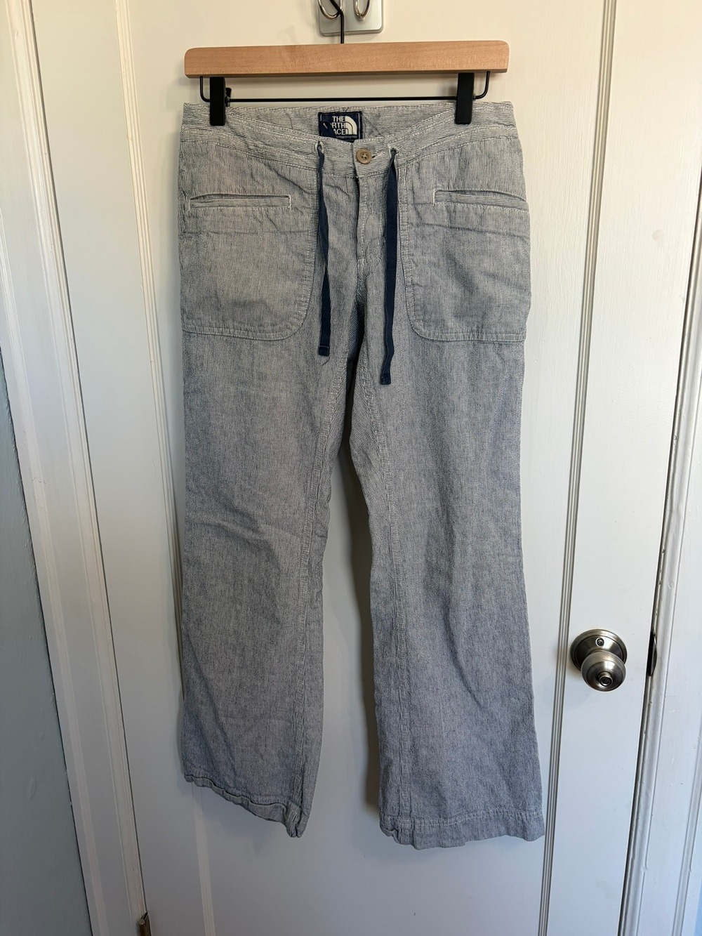 The North Face Linen Pants Women's 2 Blue Stripe Drawstring *Wear
